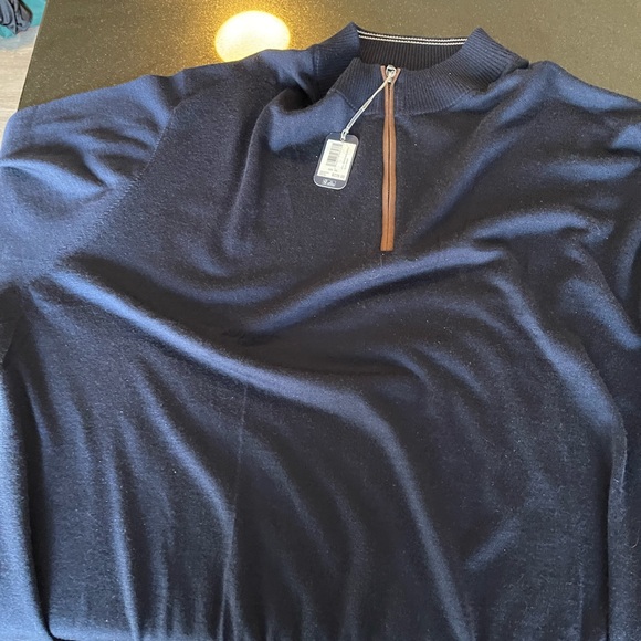 johnnie-O Blue Zip Up Sweater with Quarter-Zip Neckline and Soft Fabric - Picture 5 of 7